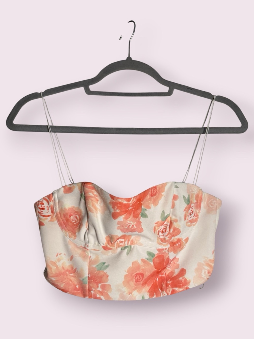 White Fox White and Peach Floral Underwire Crop Top Size XS
